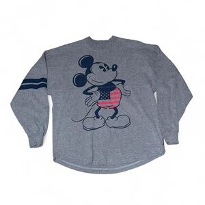 Disney Store Mickey Mouse Spirit Jersey Long Sleeve Shirt American Original Grey